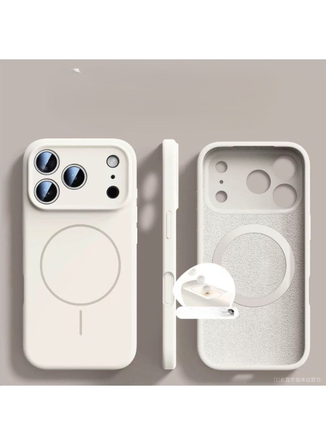 Silicon cover Compatible with iPhone 17 pro max Case, Liquid Silicone Case, Full Body Protective Cover, Shockproof, Slim Phone Case, Anti-Scratch Soft Microfiber Lining – Beige - Image 4